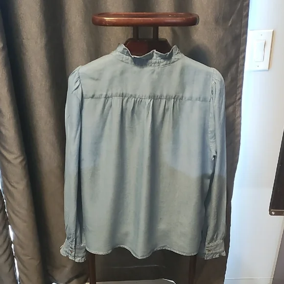 Simons Light Denim Ruffled Blouse - Picture 2 of 7